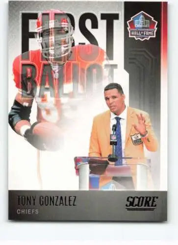 Football trading card of Tony Gonzalez, Hall of Fame tight end for the Chiefs, original gloss