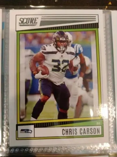 Chris Carson 2022 Score Football Base #175 card for Seattle Seahawks collectors