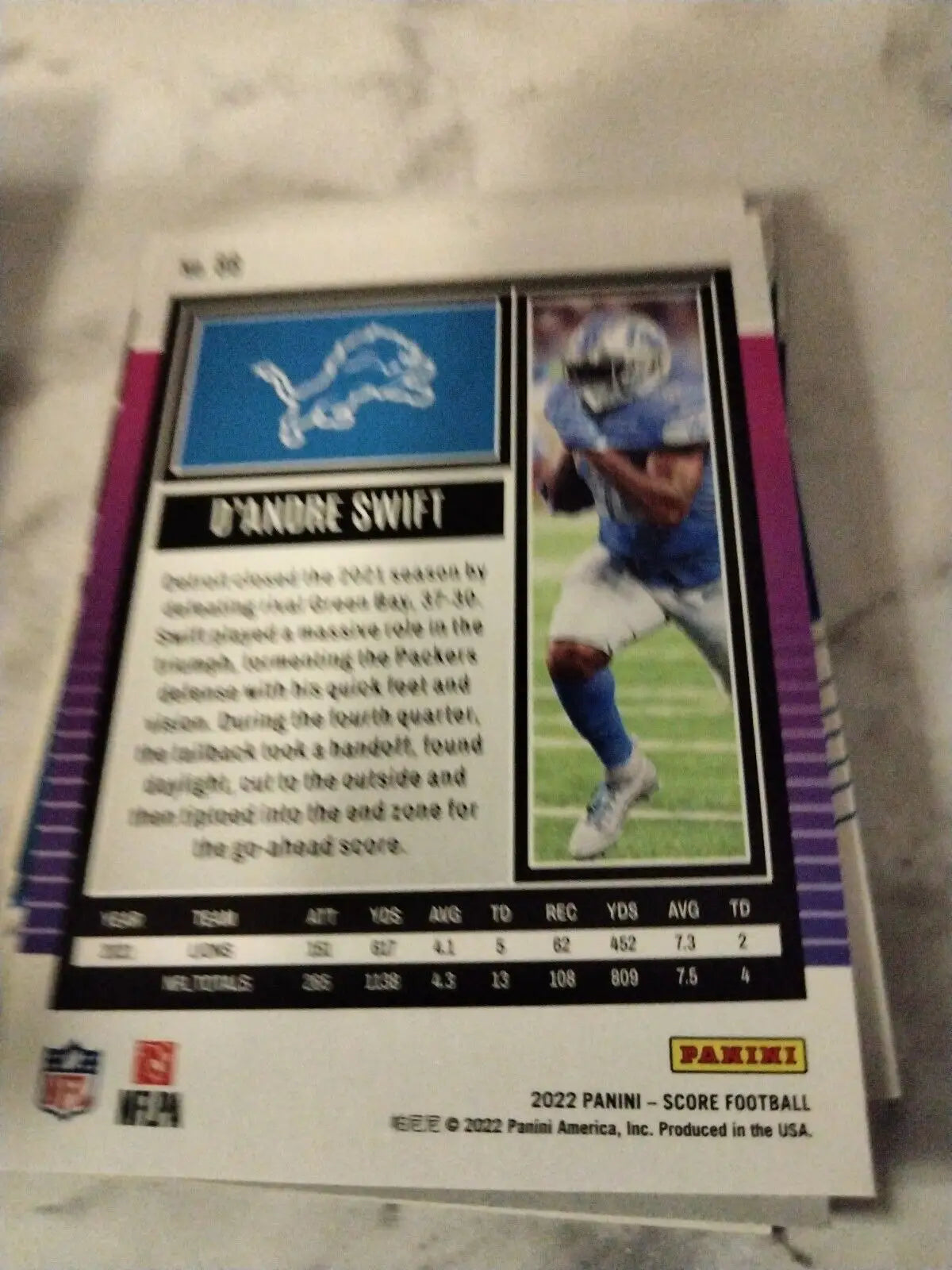 D’Andre Swift Detroit Lions Score Football Card 88 collectible trading card