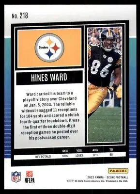 Hines Ward football card from 2022 Score Pittsburgh Steelers collection #218