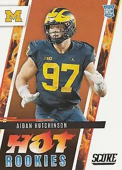 Aidan Hutchinson 2022 Score Hot Rookies card featuring Michigan Wolverines NFL player