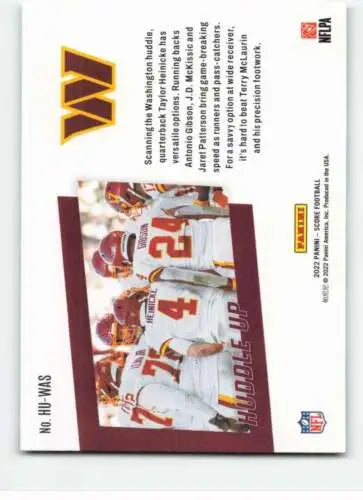 2022 Score Huddle Up #11 Washington Commanders original gloss trading card