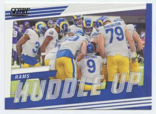 Los Angeles Rams Score Huddle football card with original gloss finish, NM-MT condition