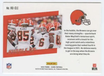 Cleveland Browns Football Trading Card 2022 Score Huddle Up with original gloss finish