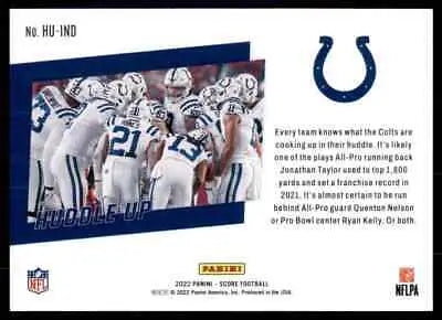 2022 Score Huddle Up Team Card Indianapolis Colts #HU-IND with text-align center design