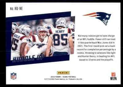 New England Patriots 2022 Score Huddle Up Team Card displayed center-aligned