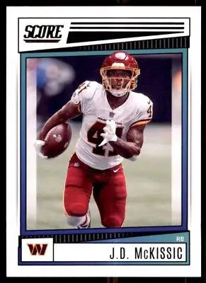 J.D. McKissic football card from 2022 Score Washington Commanders display