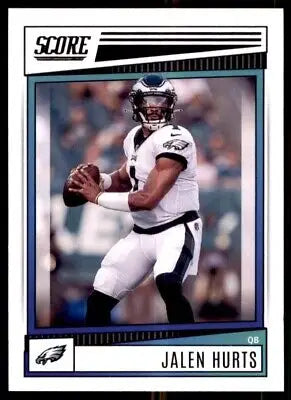 Jalen Hurts football card from 2022 Score Philadelphia Eagles #244 displayed