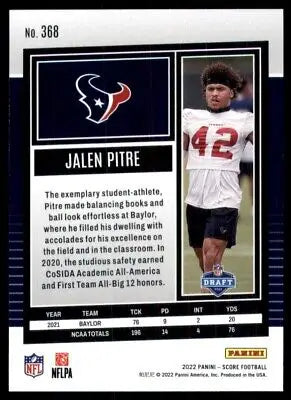 Jalen Pitre Rookie Football Card from 2022 Score for Houston Texans #368