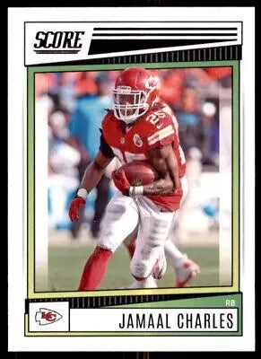 Jamaal Charles Kansas City Chiefs football card from 2022 Score, text-align center display