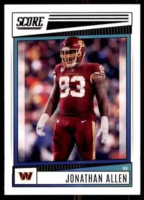 Jonathan Allen football card from 2022 Score Washington Commanders #259 displayed