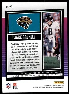 Mark Brunell football card from 2022 Score Jacksonville Jaguars #26, text-align center