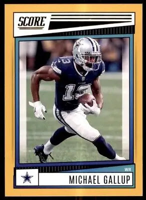 Michael Gallup football card from 2022 Score Gold Dallas Cowboys, text-align center display