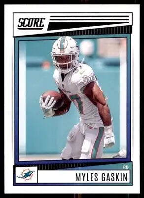 Myles Gaskin football card featuring 2022 Score Myles Gaskin Miami Dolphins #275