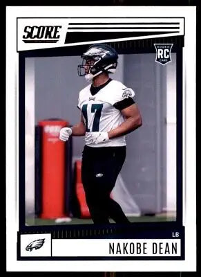 Nakobe Dean rookie card from 2022 Score, Philadelphia Eagles #351 displayed beautifully