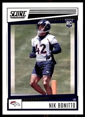 Nik Bonitto rookie card from 2022 Score, Denver Broncos #317, text-align center design