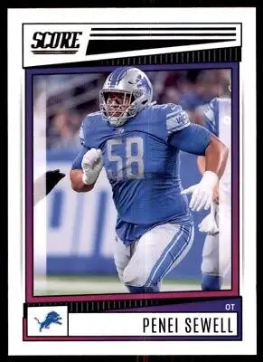 Penei Sewell football card from 2022 Score Detroit Lions #86 with text-align center design