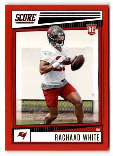 2022 Score Red #341 Rachaad White NM RC rookie card featuring original gloss and mint condition