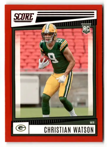 Christian Watson football card, 2022 Score Red #367, original gloss, NM-MT RC Packers