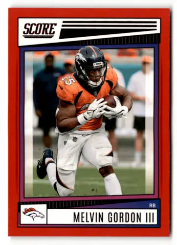 Melvin Gordon III Score Red football card with original gloss, Broncos ID 50546