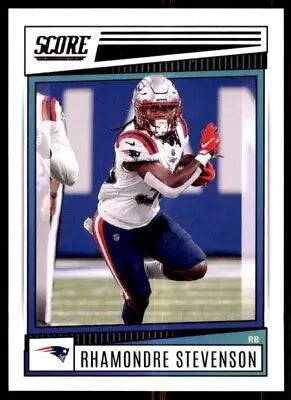 Rhamondre Stevenson football card from 2022 Score New England Patriots #286