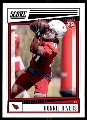 Ronnie Rivers rookie card from 2022 Score Arizona Cardinals #346 on display