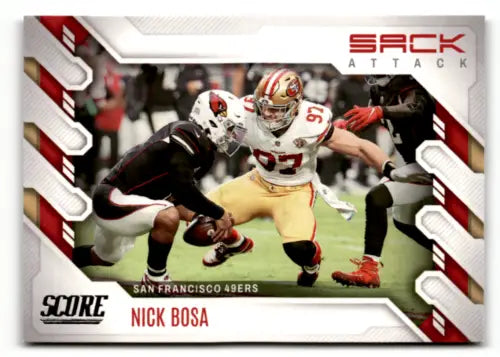 2022 Score Sack Attack #3 Nick Bosa football card in near mint condition with original gloss