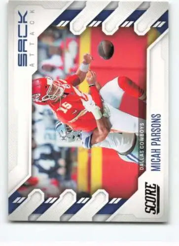 Micah Parsons football card 2022 Score Sack Attack original gloss NM-MT Cowboys