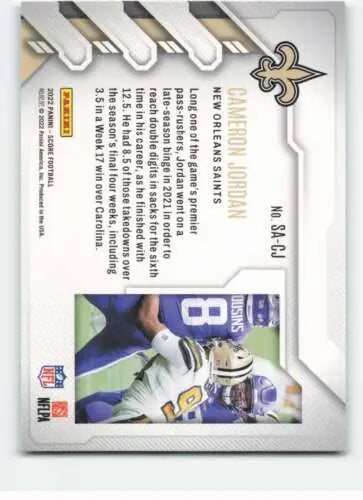 Cameron Jordan 2022 Score Sack Attack football card with original gloss finish