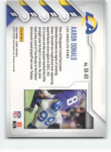 Football trading card of 2022 Score Sack Attack #6 Aaron Donald NM-MT LA Rams original gloss