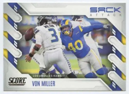 2022 Score Sack Attack #8 Von Miller football card with original gloss, NM-MT condition