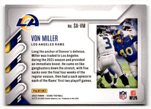 2022 Score Sack Attack Gold #8 Von Miller LA Rams trading card with original gloss