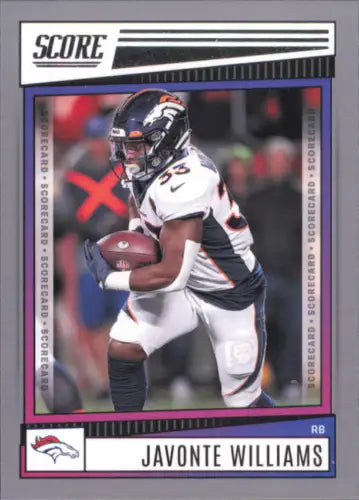 Javonte Williams Denver Broncos football card from 2022 Score Scorecard #79 NM-MT