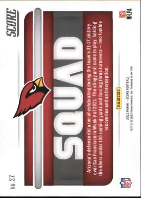 2022 Score Squad #7 Arizona Cardinals NFL Football Card in NM-MT condition