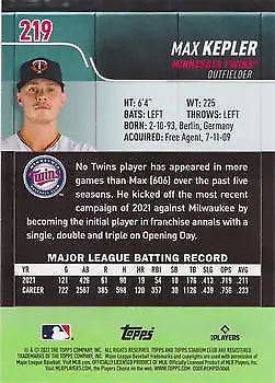 Max Kepler 2022 Stadium Club Red Foil #219 Minnesota Twins MLB Baseball Card