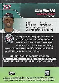 Torii Hunter 2022 Stadium Club Red Foil #227 MLB Baseball Card Minnesota Twins NM-MT