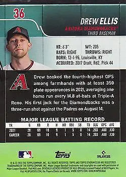 Drew Ellis 2022 Stadium Club Red Foil Rookie Card Arizona Diamondbacks NM-MT