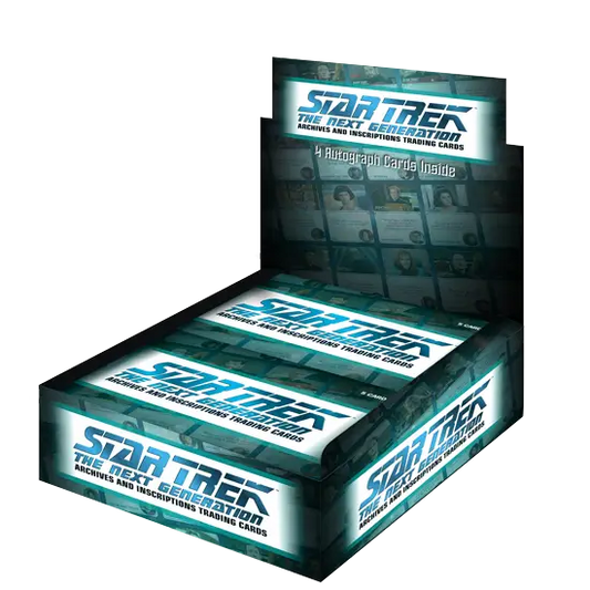 Box of Star Trek TNG trading cards from 2022 Star Trek TNG Archives & Inscriptions