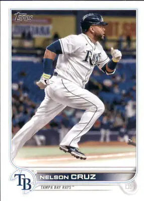 Baseball player Nelson Cruz in action with Tampa Bay Rays on 2022 Topps card