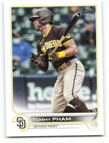 Tommy Pham baseball card from 2022 Topps featuring original gloss Padres design