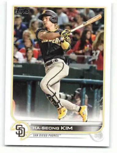 Baseball card featuring Ha-Seong Kim from 2022 Topps #188 NM-MT Padres original gloss