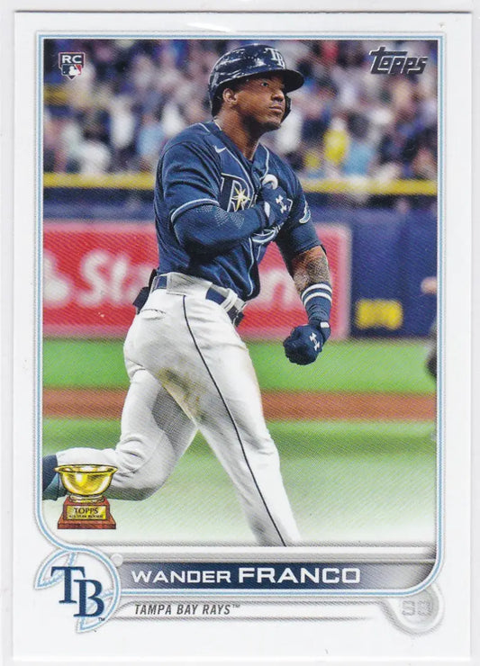 Baseball card of Wander Franco in batting stance for 2022 Topps Tampa Bay Rays Star Rookie Cup