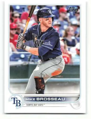 Baseball card featuring Mike Brosseau in original gloss from 2022 Topps Rays collection