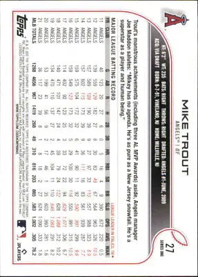 2022 Topps #27 Mike Trout Los Angeles Angels MLB Baseball Card NM-MT for collectors