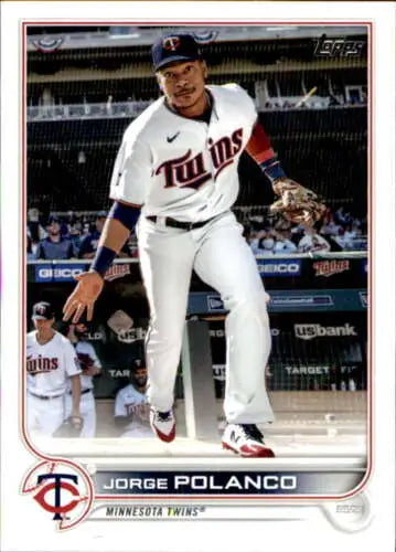 2022 Topps #417 Jorge Polanco baseball card featuring original gloss for Twins fans