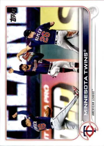 Minnesota Twins players celebrating on 2022 Topps #435 original gloss trading card