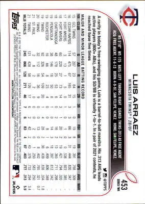 Luis Arraez Minnesota Twins 2022 Topps #453 Baseball Card NM-MT for collectors