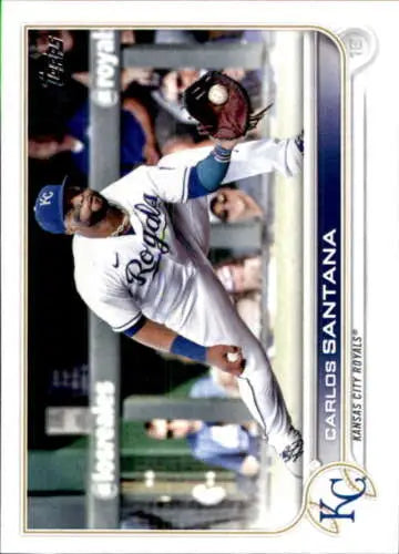 Carlos Santana baseball card from 2022 Topps #510 featuring original gloss quality