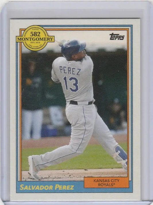 Salvador Perez Kansas City Royals baseball card #13 swinging bat from 2022 Topps Set