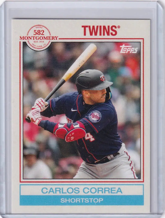 Baseball card of Carlos Correa Minnesota Twins from 2022 Topps Montgomery Set